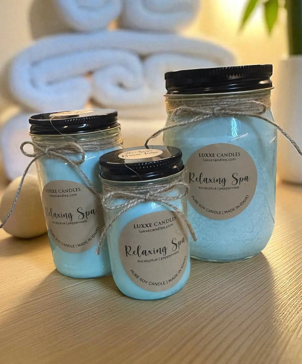 Relaxing Spa Eucalyptus and Mint Candle | Organic Soy Candle